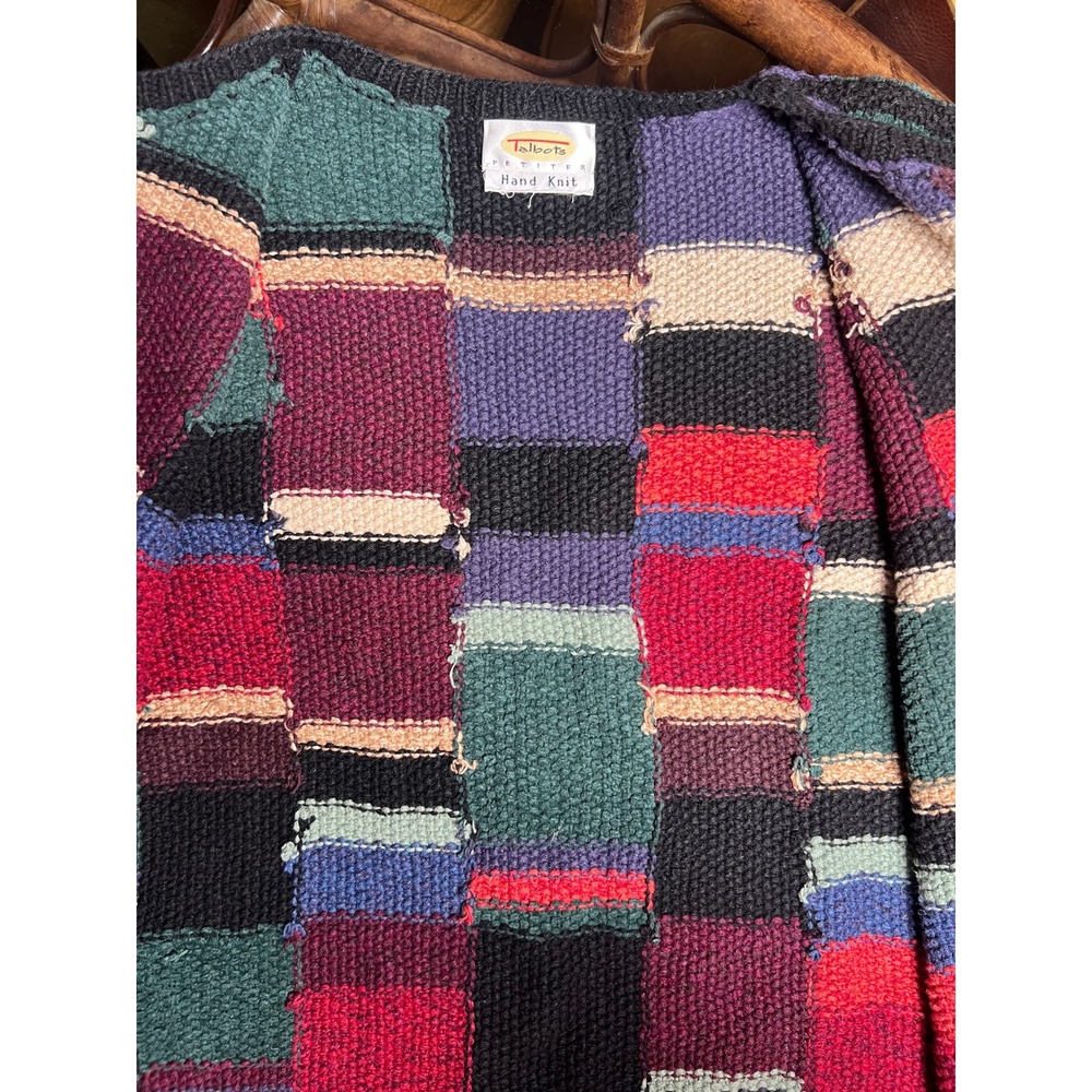 Talbots‎ Hand Knit Patchwork Zip Front Cardigan S… - image 3